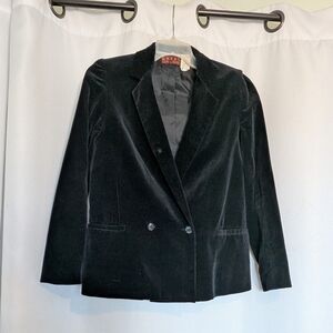 Classic Women's Black Velvet Double Breasted Fully Lined Blazer Jacket Size 9